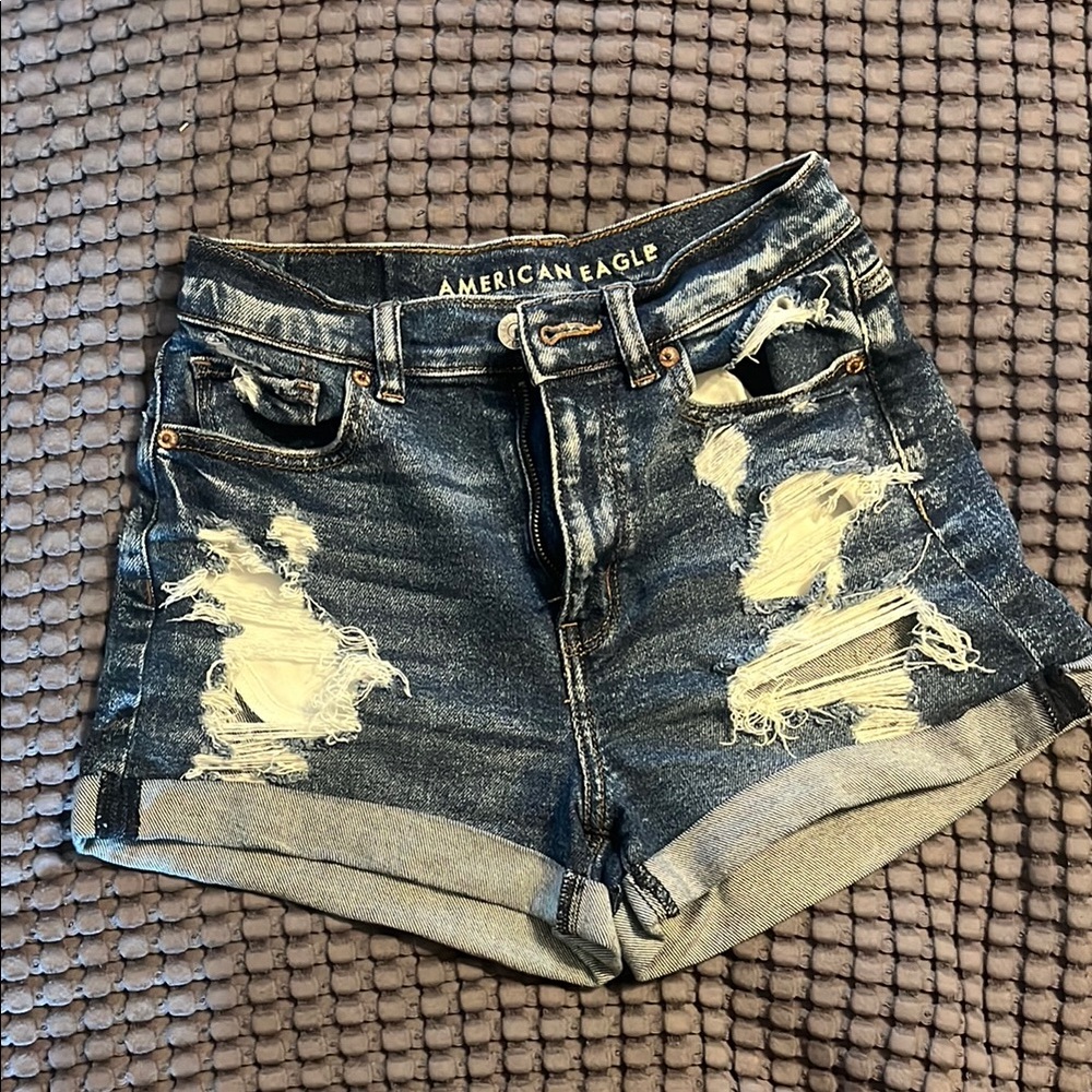 American Eagle Outfitters stretch size- 0 Jean Shorts with Distressed Details